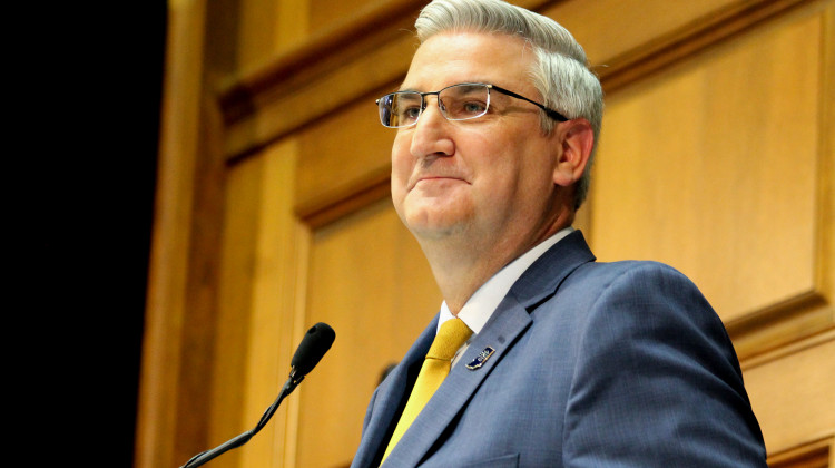 Gov. Eric Holcomb delivers his fourth State of the State address.  - Lauren Chapman/IPB News