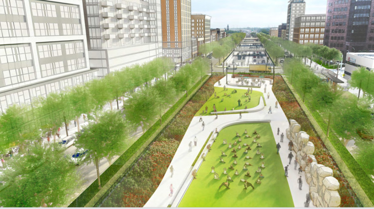 Rendering of recessed highway along the I-65 stretch. - (Rethink Coalition)