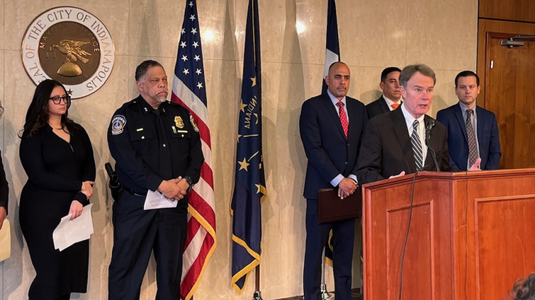 City leaders announce plans to continue violence reduction plans. (Jill Sheridan WFYI)