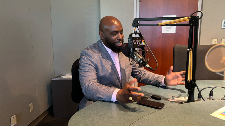 Carlos Perkins is serving his first term on the Indianapolis City-County Council. He talked politics and religion in the WFYI studios. - Abriana Herron/WFYI