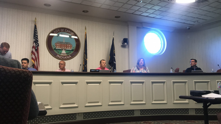 The Carmel City Council reviewed an ordinance Monday night that would ban e-cigarette smoking in public places. - Emily Cox/WFYI