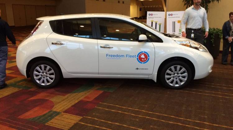 Mayor Greg Ballard says Indianapolis will add 425 pure electric or plug-in hybrid vehicles to its municipal fleet by 2025. - Christopher Ayers/WFYI