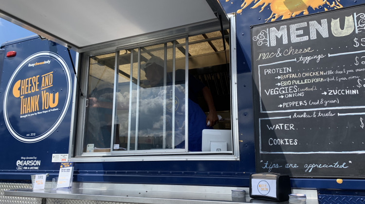 The Cheese and Thank You food truck will be serving macaroni and cheese with various toppings at lunch time on Mondays through Fridays. - Micah Yason/WFYI