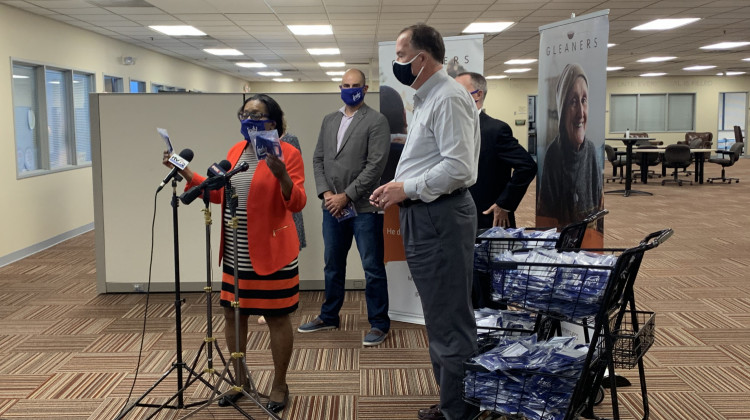 Indianapolis And Gleaners Food Bank Distribute Face Coverings To Support New Mandate