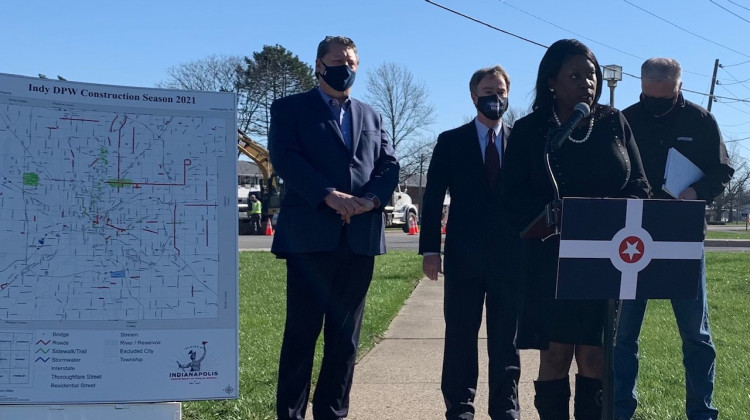 Indianapolis city leaders announced $167 million in infrastructure improvements Monday to mark the start of the 2021 construction season. - Jill Sheridan/WFYI