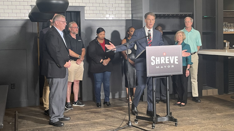 Indianapolis Republican mayoral candidate Jefferson Shreve unveiled his public safety plan Thursday. - Katrina Pross/WFYI News