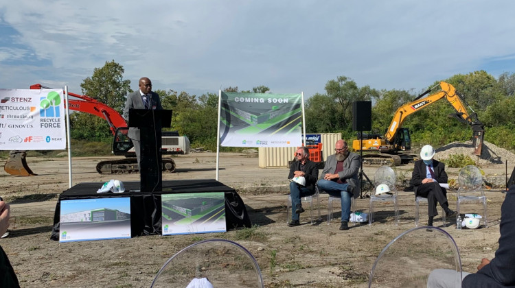 Officials break ground on the new RecycleForce.  - Jill Sheridan/WFYI