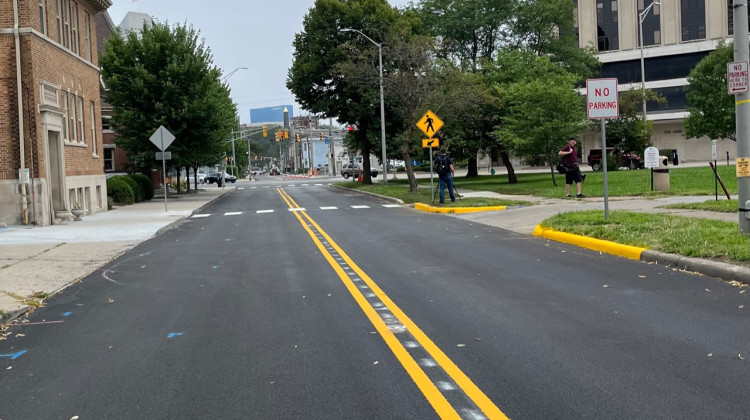 Fort Wayne Ave. was converted to two-way earlier this year. (Jill Sheridan/WFYI)