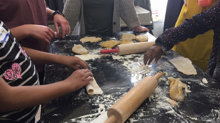 Children at the Brain Kitchen learn to make fresh pasta. - Jill Sheridan/IPB News