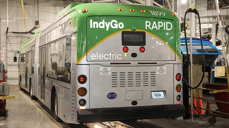 IndyGo worked with electric bus maker BYD to develop a way to charge the buses using wireless technology. - Courtesy IndyGo via Facebook
