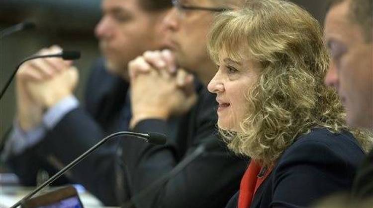 Glenda Ritz, Superintendent of Public Instruction for Indiana, talks during a State Board of Education meeting about the ISTEP test, and length changes to it, Friday, Feb. 13, 2015, Indianapolis.  - The Associated Press