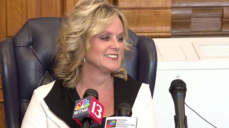 Supt. of Public Instruction Jennifer McCormick spoke with the press Monday, to discuss education matters for the state.  - Jeanie Lindsay/IPB News