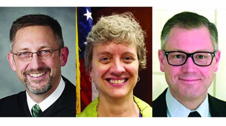 The three finalists for Indiana's open Supreme Court seat, from left: Christopher Goff, Vicki Carmichael, Michael Kincaid. - IN.gov