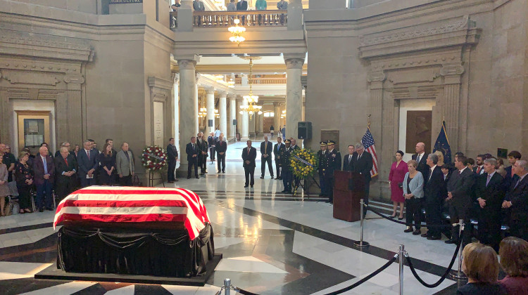 Former Sen. Richard Lugar (R-Ind.) lies in state at the Indiana Statehouse.  - Brandon Smith/IPB News