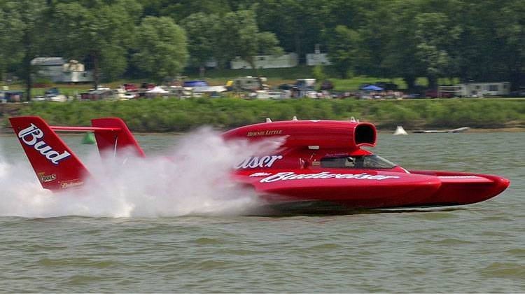 Unlimited hydroplane "Miss Budweiser" is shown en route to winning her final Madison Regatta in 2004. - AP Photo/Seth Rossman
