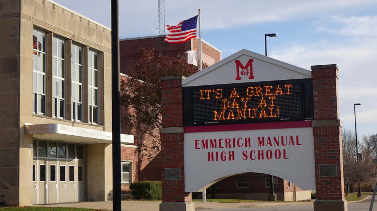 Since 2012 Emmerich Manual High School has been under a state takeover and operated by the private company Charter Schools USA. - By Eric Weddle/WFYI News
