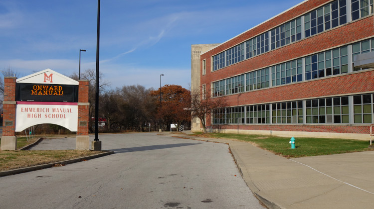 Since 2012 Emmerich Manual High School has been under a state takeover and operated by the private company Charter Schools USA. - By Eric Weddle/WFYI News