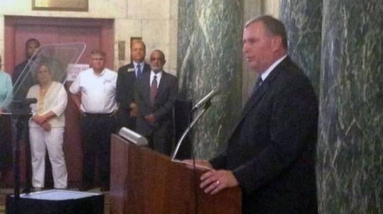 Mayor Greg Ballard announced a broad crime-fighting plan Wednesday morning. - Sam Klemet