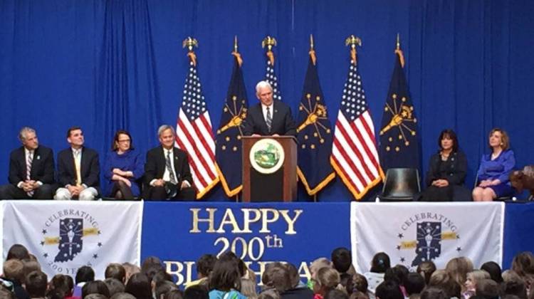 Governor and Vice President-elect Mike Pence celebrated Indianaâ€™s 200thÂ birthday at the annual Statehood Day event at the Statehouse. - Brandon Smith/IPBS