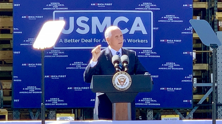 Vice President Mike Pence promotes the USMCA trade deal in Indianapolis. - Brandon Smith/IPB News