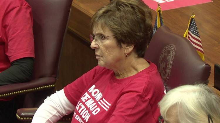 Moms Demand Action for Gun Sense's local chapter had a strong presence at all the meetings. - Jill Sheridan/IPB News