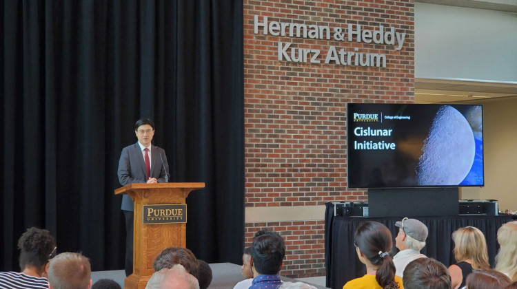 Purdue College of Engineering Dean Mung Chiang announces the new initiative. - Samantha Horton/IPB News