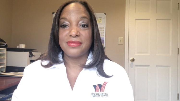 Washington Township Schools Superintendent Nikki Woodson speaks during a video update about COVID-19 school closures in April 2020.  - Courtesy of MSD Washington Township Schools
