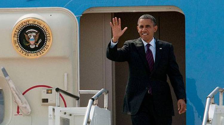 President Barack Obama waves to the crowd as he arrives at Naval Station Norfolk in 2012. - MC1 RJ Stratchko/U.S. Navy