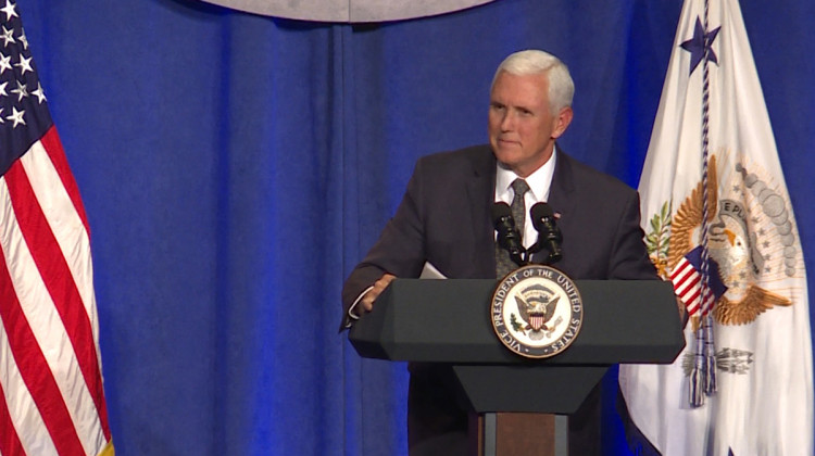 Vice President Mike Pence speaks at the Indiana GOP fall fundraising dinner in Indianapolis.  - (Lauren Chapman/IPB News)