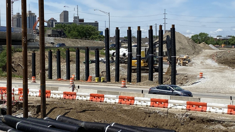 This June 2022 photo from the Indiana Department of Transportation shows the North Split Project near Lewis Street in downtown Indianapolis. - Indiana Department of Transportation