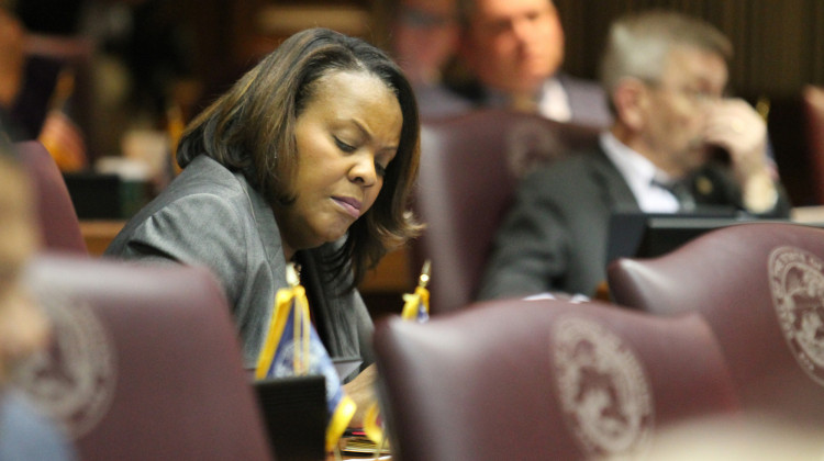Indiana Black Legislative Caucus Chair Rep. Robin Shackleford (D-Indianapolis) gives the governor a near-failing grade for his progress enacting his diversity, equity and inclusion plan. - Lauren Chapman/IPB News