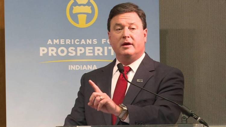 Rep. Todd Rokita during a February debate for the GOP Senate primary race, sponsored by the conservative group Americans for Prosperity-Indiana. - Barbara Brosher/WTIU