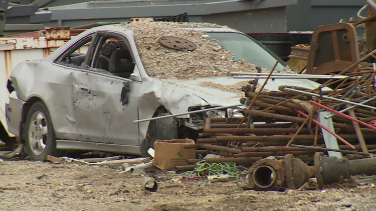 A car waits to be scrapped at J.B.'s Salvage on the northwest side of Bloomington. - Steve Burns/WTIU