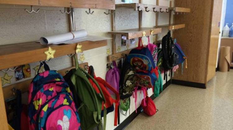 Preschoolers' backpacks at IPS School 102. - Hayleigh Colombo/Chalkbeat