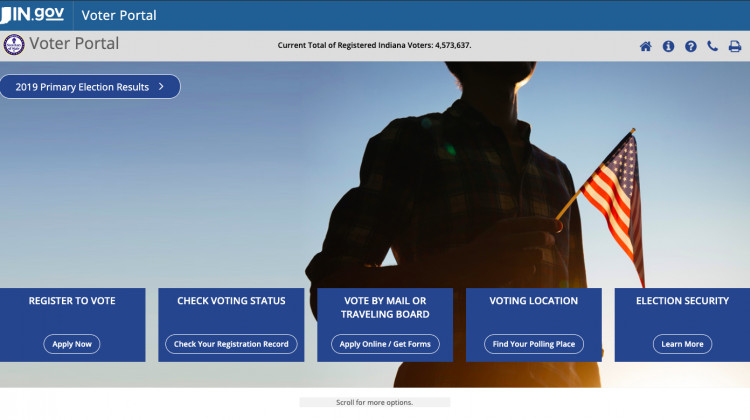 Screenshot of Indiana's online voter portal.