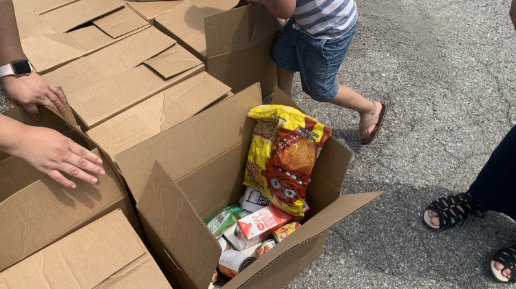 A look inside the food boxes distributed on Wednesday. - Grace Callahan/WFYI