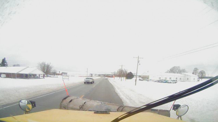 A view from an Indiana Department of Transportation truck on State Road 56 in Scottsburg Thursday afternoon. - INDOT Southeast via Twitter