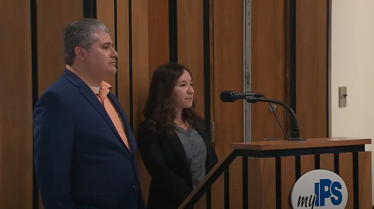 Monarca Academy executive director Francisco Valdiosera and principal Felicia Sears presented their plans for the school at an IPS board meeting in March. - (IPS/YouTube)