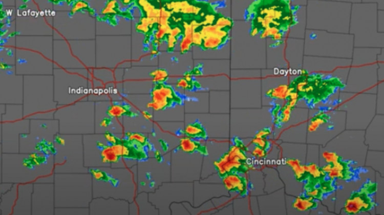 A screen shot of the National Weather radar around 4 p.m. Wednesday, June 8 as severe storms move through Indiana. - Courtesy National Weather Service