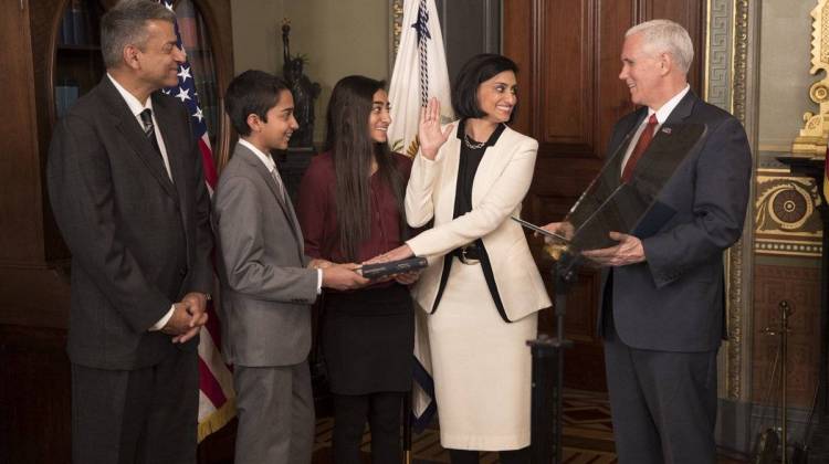 Seema Verma is sworn in as the Centers for Medicare and Medicaid Services administrator. - Wikimedia Commons