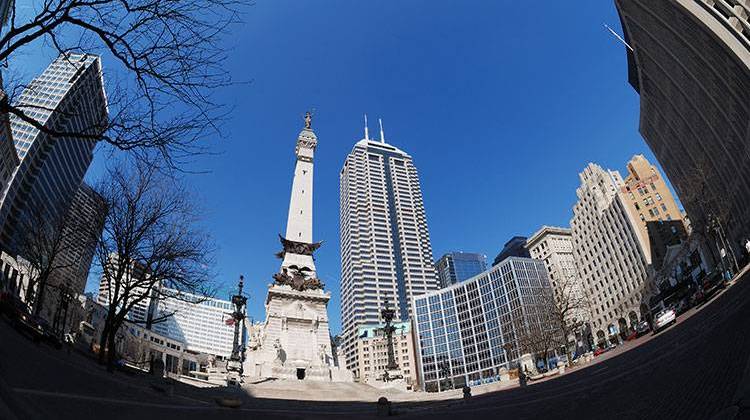 The Soldiers and Sailors Monument in downtown Indianapolis was named to the National Historic Landmarks list on Jan. 11. - stock photo