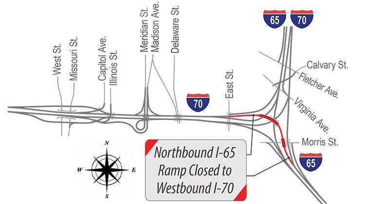 State Shuts Key Interstate Ramp From I-65 To I-70 For Bridge Work
