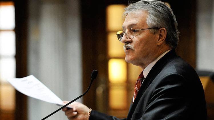 Indiana Sen. Brent Steele, R-Bedford, speaks at the Statehouse in Indianapolis March 9, 2012. - AP Photo/Tom Strickland