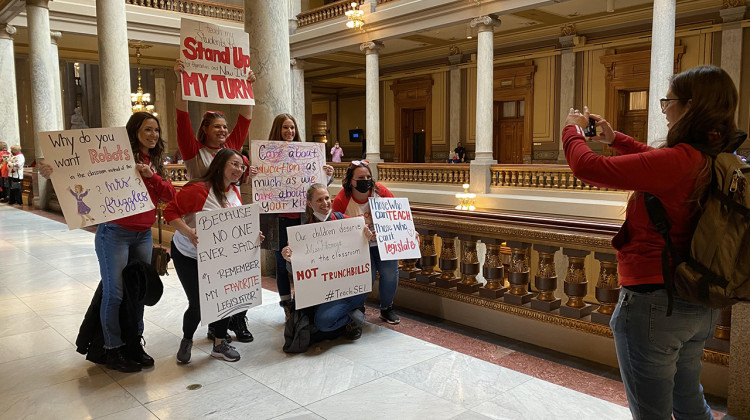 Teachers have spent weeks trying to get Indiana lawmakers to kill House Bill 1134. - (Elizabeth Gabriel/WFYI)