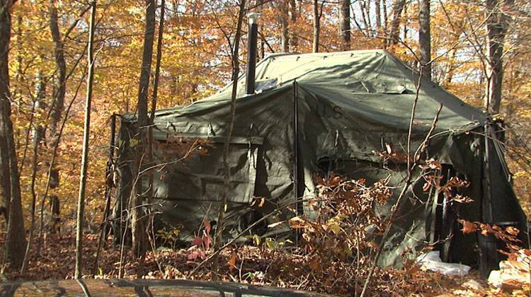 The tents are set up on private property not far from the planned logging area. - Steve Burns/WTIU