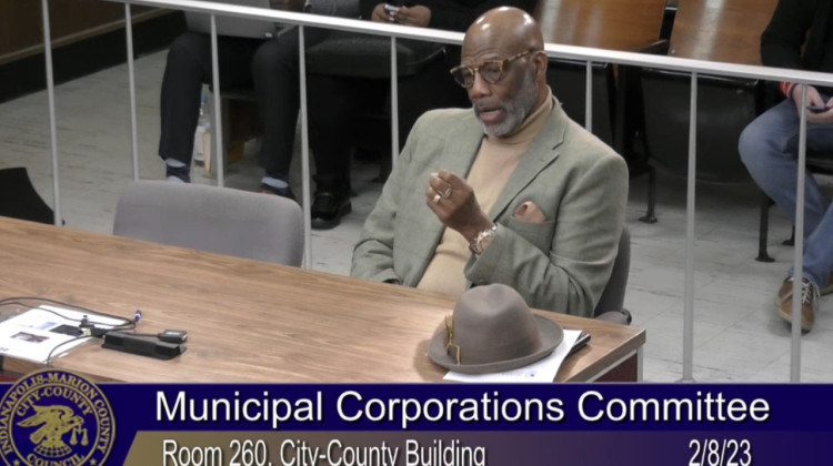 Screenshot of Dr. Eugene White before a City-County Council committee.