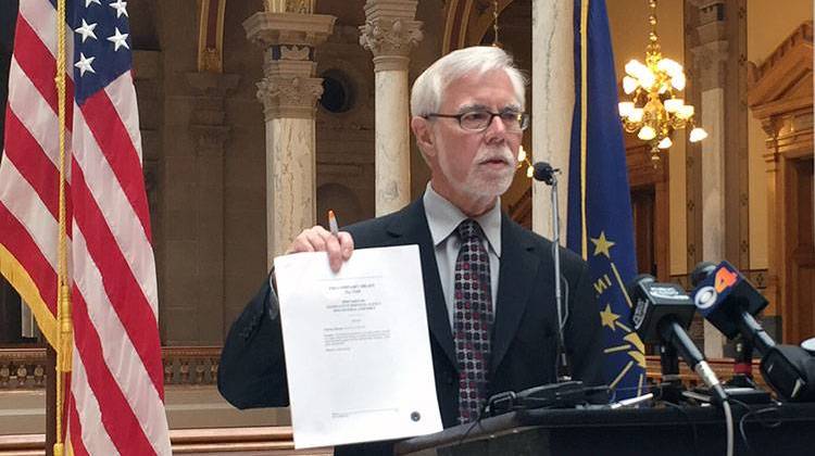 Senate Minority Leader Tim Lanane unveils the approach his caucus will take to enshrine lesbian, gay, bisexual and transgender non-discrimination language in the stateâ€™s civil rights statute. - Brandon Smith