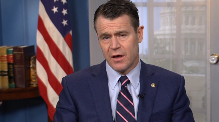 U.S. Sen. Todd Young (R-Ind.) outlines the third federal COVID-19 relief package in a conference call with reporters.  - Provided by Senator Young's Office
