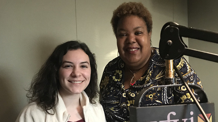 Carmel High School student Isabel Jensen (left) and American Heart Association Indiana Government Relations Director, Danielle Patterson (right). - Taylor Bennett/WFYI