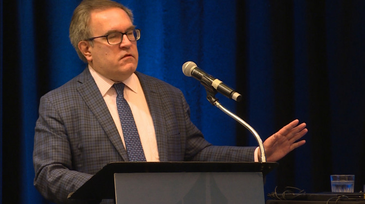 EPA Administrator Andrew Wheeler talked about federal regulation at an annual environmental conference put on by the Indiana Chamber of Commerce. - Jeanie Lindsay/IPB News